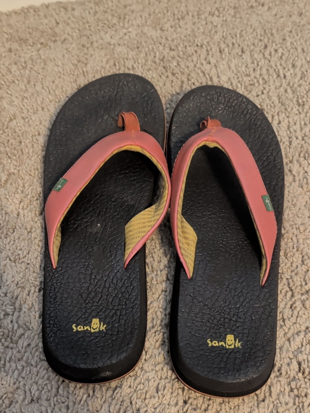 Sanuk Yoga Mat Pink Strap Flip Flops Size 8